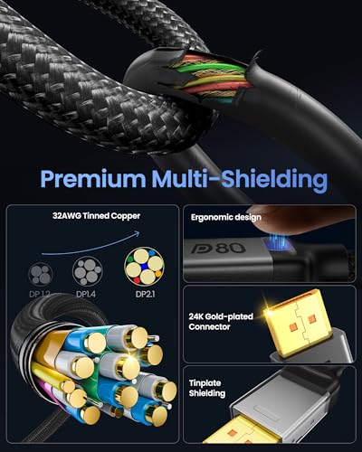 Silkland 80Gbps USB C to DisplayPort 2.1 Cable [16K@60Hz, 8K@240Hz, 4K@540Hz], Unidirectional Thunderbolt 5/4 to DisplayPort Cord, USBC to DP for MacBook, Mac mini, Odyssey G8/G9, iPhone 17/16, 3.3FT - size: 3.3 Feet