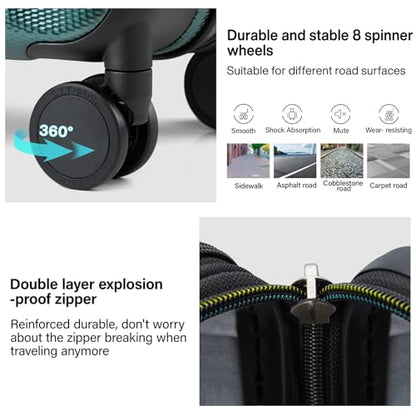 Hanke Expandable Hardshell Luggage Sets 3 piece Carry on Luggage with Wheels Suitcases Lightweight Checked Travel Luggage Rolling Large Suitcase Travel Luggage Bag Woman Men 20/24/29 IN,Blackish Green - color: Blackish Green, size: Expandable 3 Piece Set（
