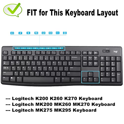 Keyboard Cover Skin Protector Fit Logitech MK275 MK270 Keyboard, Logitech K200 K260 K270 MK200 MK260 Ultra Thin Desktop PC Silicone Keyboard Cover-Black - color: Black