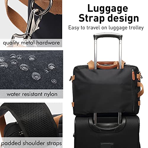 Laptop Backpack for Men Travel Business Fits up to 17.3-inch Computer Convertible Computer Case Carrying Shoulder Messenger Tote Briefcase Sleeve Extra Large Work Business Black Purse Laptop Bag - color: Black-m01