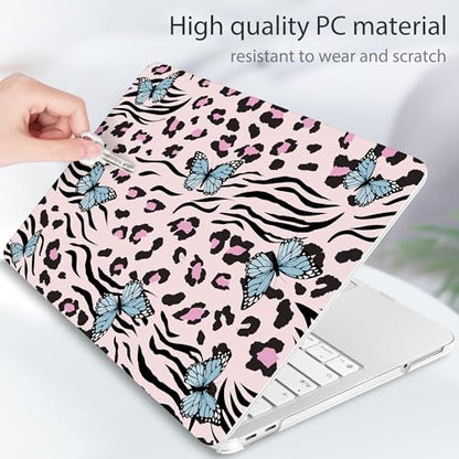 Tuiklol for 2026 MacBook Neo 13 Inch A18 Pro Chip Case, (Model A3404) Anti-Scratch Anti-Drop Slim Hard PC Shell Case with Shockproof Protective MacBook Neo Laptop Cover, Leopard Butterfly - color: Leopard butterfly