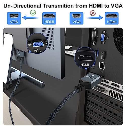 Thsucords HDMI to VGA Cable 5FT 2 Pack, Gold Plated Braided HDMI to VGA Adapter Cable (Male to Male) for Computer, Desktop, Laptop, PC, Monitor, Projector - size: 5FT, style: 2-Pack