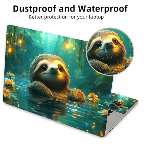 Aesthetic Laptop Skin Cover,12-15.6 Inch Universal Vinyl Sticker Decal,Waterproof Scratch-Resistant Notebook Wrap,Removable Residue-Free Protector,Sloth Forest Glow - color: Sloth Forest Glow