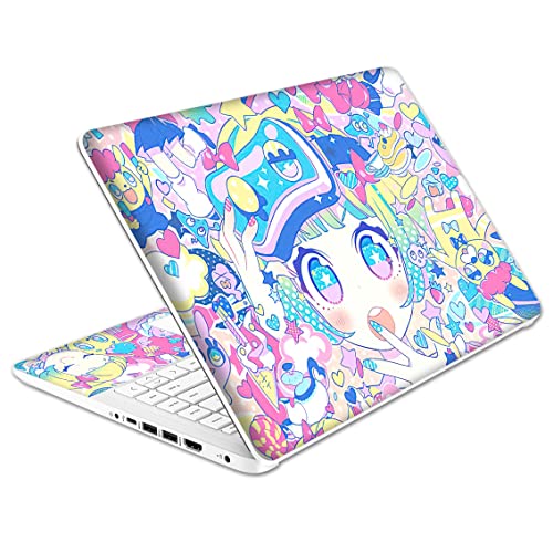 Laptop Skin Decal HP 14" - Kawaii Girl Laptop Cover Sticker No Cutting Required, No Bubble, Waterproof, Scratch Resistant - Including Wide Screen and Wrist Pad - size: 14 inch
