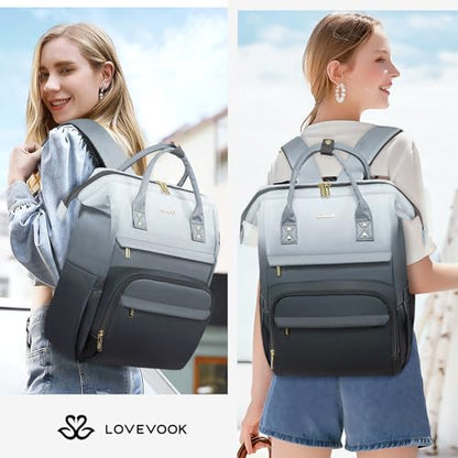 LOVEVOOK Gradient Laptop Backpack for Women,Colorful School College Backpack for 6-18 Teen Girl Boy Daughter Kid,Bookbag Travel Gift Supplies,15.6 Inch Work Computer Bakcpack Laptop Bag | 15.6 Inch Teacher Backpack Purse with Anti-Theft Pocket,Carry on Wa
