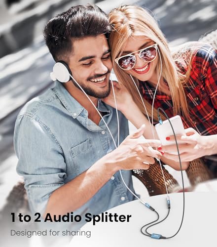 Tisino Headphone Splitter 3.5mm (1m/3.3FT), Aux Splitter 2 Female to 1 Male, 3.5mm TRS Audio Adapter Cable Compatible with PS4/5, Xbox, Nintendo Switch, PC Gaming Headsets, Phone, Tablet, Laptop - size: 3.3 ft