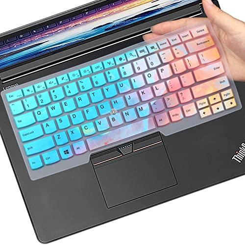 Keyboard Cover for 14“ Lenovo Thinkpad T14 Gen 2/1, E14 Gen 4/3/2, T14s Gen 3/2/1, L14 Gen 3/2, Thinkpad T490 T495 T480 T480S T470, ThinkPad P14s, X1 Carbon 8th/7th/6th, Thinkpad X1 Extreme Gen 1 2 3 - color: Colorful