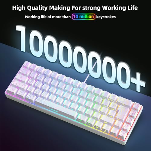 Snpurdiri 65% Wired Gaming Keyboard, 68 Keys RGB Backlit Ultra-Compact Small Gaming Keyboard, for PC/Mac Gamer, Typist, Travel, Easy to Carry on Business Trip White - color: white