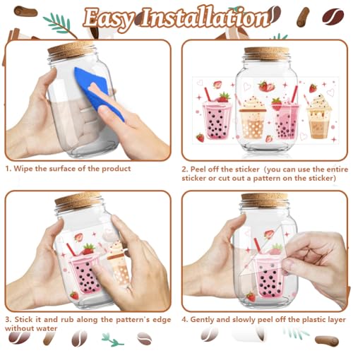 UV DTF Cup Wraps Transfer Stickers Drinks Pattern, 10 Sheets Waterproof Custom Vinyl Transfer Sticker 16oz Coffee Glass Cup Tumbler Bottle Mug Decals for Men Women | Waterproof UV DTF Stickers, Custom Vinyl Decals for 16oz Coffee Cups Tumblers Bottles Mug