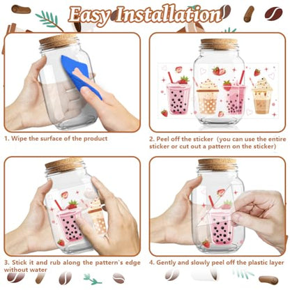 UV DTF Cup Wraps Transfer Stickers Drinks Pattern, 10 Sheets Waterproof Custom Vinyl Transfer Sticker 16oz Coffee Glass Cup Tumbler Bottle Mug Decals for Men Women | Waterproof UV DTF Stickers, Custom Vinyl Decals for 16oz Coffee Cups Tumblers Bottles Mug