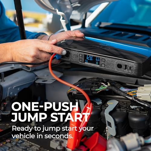 HALO Bolt Ultimate 2 Portable Car Battery Jump Starter | 130 PSI Air Compressor, 55.5Wh USB Power Bank with AC Outlet, Emergency Floodlight & Charger, Jumps Cars SUVs & Trucks, Inflates Tires — Gray - color: Gray