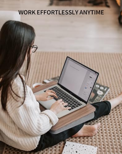 ZEAPTAC Lap Desk with Pillow Cushion, Portable Bed Desk, Fits up to 15.6 inch Laptop, Lap Stand for Bed & Couch & Carpet, Book/Tablet/Drawing Board Stand - Dark Brown Wood - color: Dark Brown Wood
