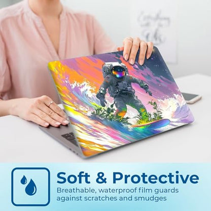 Reusable Universal Laptop Skin Sticker, Cut to Fit for 11.6–15.6 Inch Laptops, Waterproof Protective Film, No-Residue - Cosmic Surf Rider - color: Cosmic Surf Rider