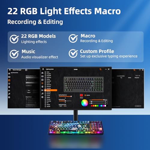ZORNHER ZH980 Mechanical Keyboard,95% Blue Creamy Keyboard with Number Pad,Van Gogh's Starry Night Dye Sublimation PBT Keycaps,Creamy Sounding Linear Switches,Hot-Swappable,RGB Backlit - color: Van Gogh's Starry Night, size: Creamy Switch