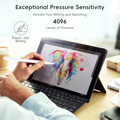 Rechargeable MPP 2.0 Tilt Pen for HP/Surface/Kobo, 4096 Pressure & Magnetic | Two Side Button, Palm Rejection Stylus for Surface Pro 11-3, Laptop/Book/Go/Studio for Students Artists Drawing Note-Taking - color: White