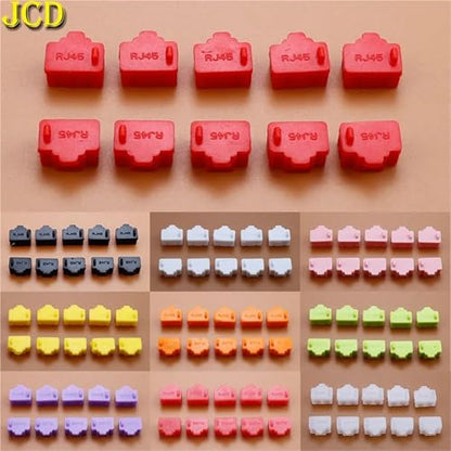 RJ45 dust Cover 100 PCS Ethernet Hub Port RJ45 Anti Dust Cover Cap Protector Plug Female Jack Connector Silicone Dustplug(Green) - color: Green