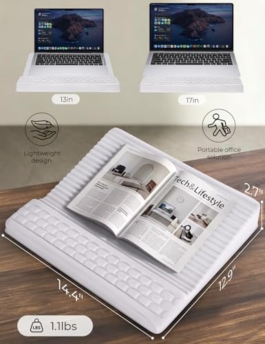 Adjustable Lap Desk with Wrist Rest, Reversible Laptop Stand | Cooling Grip Surface, Fits up to 17'' Laptop, Portable Lap Desk with Pillow Cushion, Computer Tray for Home Office, Mauve - color: Mauve