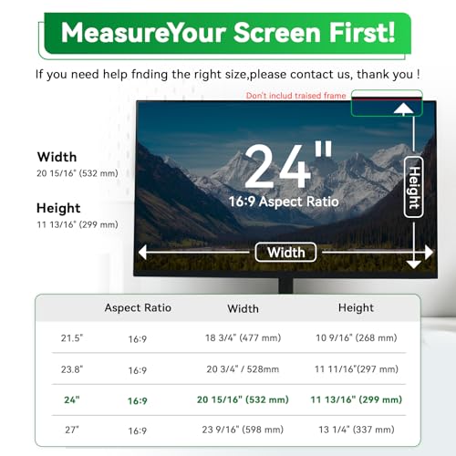 [2 Pack] Magnetic Hanging 24 Inch Computer Anti Blue Light Screen Protector for 16:9 Aspect Ratio Widescreen Monitor, Eye Protection Anti-Glare Light LED PC Screen Protector, Removable 24 in Protective Film - size: 24 inch