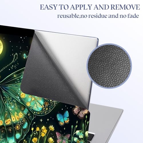 Universal Laptop Skin Sticker Decal,15.6 Inch Laptop Vinyl Cover for 13" 14" 15.6" Laptop,Scratch-Resistant Waterproof Protector Wrap,Reusable with Wrist Pads,Green Moth - color: Green Moth