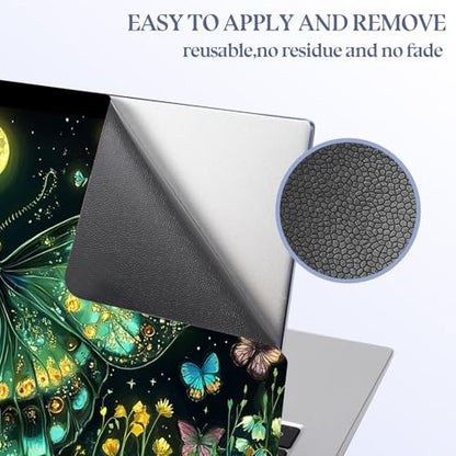 Universal Laptop Skin Sticker Decal,15.6 Inch Laptop Vinyl Cover for 13" 14" 15.6" Laptop,Scratch-Resistant Waterproof Protector Wrap,Reusable with Wrist Pads,Green Moth - color: Green Moth
