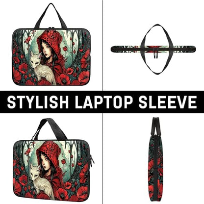 14" 15" Laptop Handle Bag Computer Bag,14.2" 15.4 inch Pouch Holder Notebook Sleeve Cover Compatible for Dell,Lenovo,Toshiba HP, Asus Notebook Messenger Briefcase-Girl White Fox - color: Girl White Fox