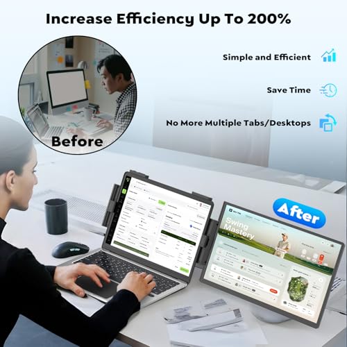 HONGO Laptop Screen Extender, 15.6" FHD 1080P Dual Monitor, Laptop Monitor Extender for 14"-16" Laptops, Second Screen with USB-C/HDMI Port, Plug n Play for Windows/Mac/Android/Switch/PS5 - style: A1-15.6" Dual