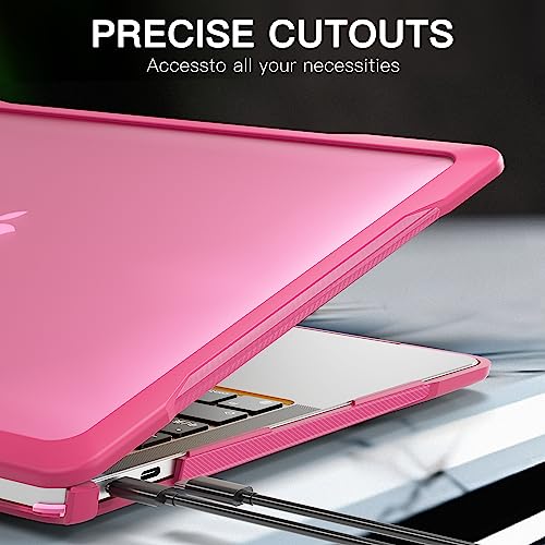 Batianda 4-in-1 Ultimate Case for MacBook Air 13 Inch 2018-2020, Pink | Fits M1/Intel Models A2337/A2179/A1932, Lightweight Slim Design, Carbon Fiber Side Texture, Matte Translucent Hard Shell - color: Pink