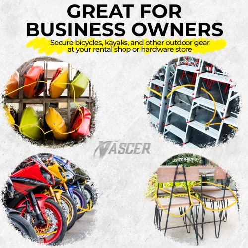 Vascer Commercial Heavy Duty Braided Galvanized Steel Theft Deterrent Security Cable with Looped Ends. (1/2 Inch Thick, 7x19 Construction, 20 Feet) - size: 20 Feet - 1/2 Inch Thick