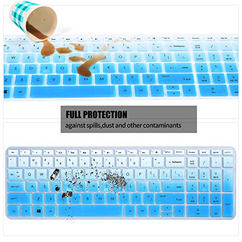 Keyboard Cover Skin Compatible HP Envy x360 15.6" 15-dr1010nr 15m-dr1012dx / HP Pavilion x360 15-BR075NR / HP Pavilion 15-BS 15-BW 15-CC 15-CB 15-CD Keyboard Covers(Omber Sky Blue) - color: Omber Sky Blue