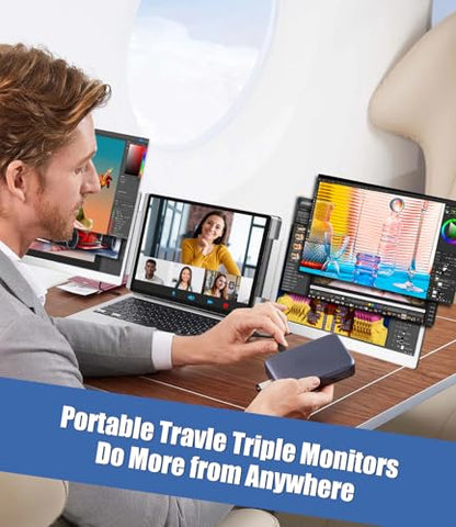 15.6" Laptop Screen Extender, FHD IPS Triple Screen Portable Monitor | Extra Monitor for 13-17.3" Laptops,Travel Tri Screen Compatible with Windows & MacOS-HDMI/USB-C,Plug & Play Extender-S10 - size: 15.6 inches