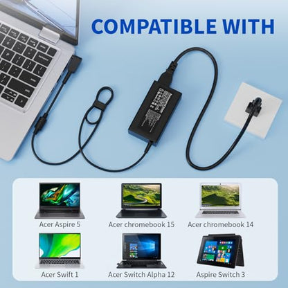 19V 3.42A 65W for Acer Laptop Charger 3.0x1.1MM Connector, Compatible with Acer Chromebook Aspire 5 3 A315-23 A515-45, N15Q9 N15Q10 N15V1 N16P1 CB3 CB5, Swift Laptop 1/3 Series