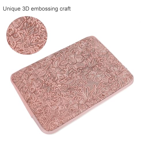 Embossing Floral Pattern PU Leather Laptop Sleeve Case with Pocket MacBook Air 13 inch,iPad Pro 13 inch and 12.5 inch-13.6 inch Notebook Computer Laptop (Pink Brown) - color: Pink Brown PU, size: 12.5 inch-13.5 inch
