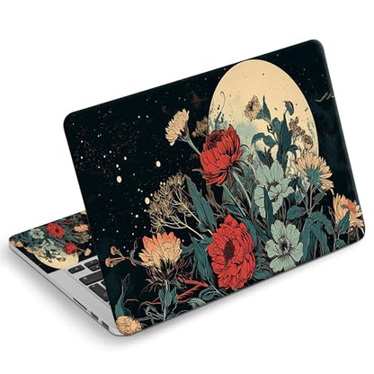 Universal Laptop Skin Sticker Decal, Compatible with MacBook HP Dell Lenovo 12"-15.6", Reusable Vinyl Notebook Cover 3PCS Set, High-Recognition Film-the Moon and Flowers - color: the moon and flowers