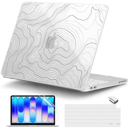 for MacBook Neo 13 Inch Case 2026 (Model A3404, A18 Pro chip), Stylish Pattern Protective Hard Shell with Screen Protector, Keyboard Cover & USB-C Adapter - Clear Maps - color: Clear Maps
