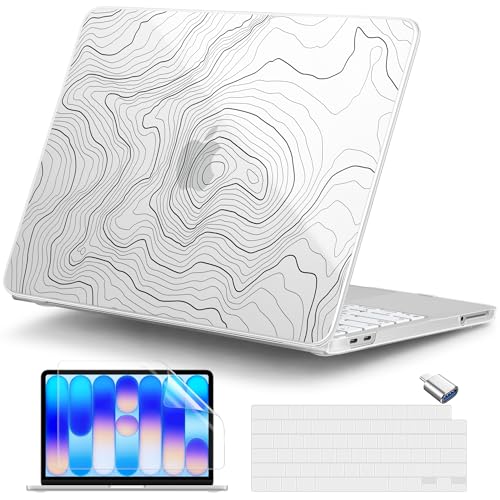 for MacBook Neo 13 Inch Case 2026 (Model A3404, A18 Pro chip), Stylish Pattern Protective Hard Shell with Screen Protector, Keyboard Cover & USB-C Adapter - Clear Maps - color: Clear Maps