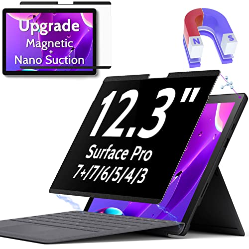 Peslv Magnetic Privacy Screen for Surface Pro 7+/7/6/5/4/3 12.3 Inch, Removable Anti Blue Light Glare Filter, Black Security Private Apy Block Protector - size: Surface Pro 12.3 Inch (7+/7/6/5/4/3)