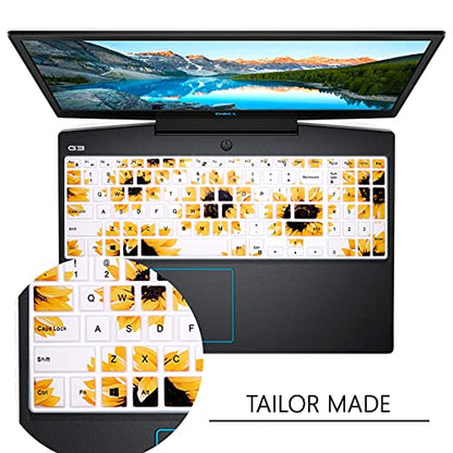 Silicone Keyboard Cover Skin for Dell Inspiron 15 3000 5000 Series/Inspiron 17 3000 Series/Inspiron 17 7786 /G3 15 17 Series/G5 15 Series/for Dell G7 15 17 Series-Sun Flower - color: Sun flower