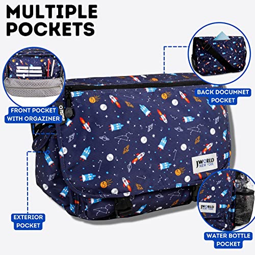 J World New York Terry Messenger Bag for Women Girls School Kids - color: Spaceship