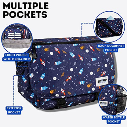J World New York Terry Messenger Bag for Women Girls School Kids - color: Spaceship