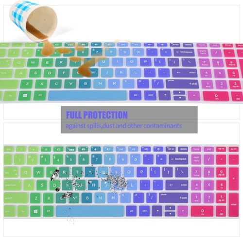 Keyboard Protector Skin Cover Compatible with HP Pavilion 15.6" Series/HP 15.6 Touchscreen Laptop 15-BS020WM/15.6" HP Pavilion x360 Series/15.6" HP Envy x360 Series/17.3" HP Pavilion Series -Rainbow - color: Rainbow