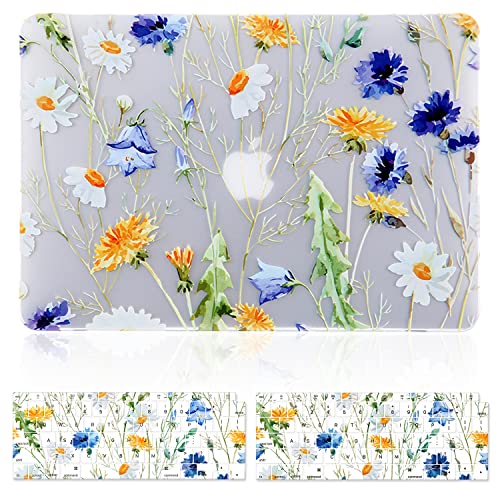Case for MacBook Air 13 inch M1 A2337 A2179 A1932 2022-2018 Release, 3D Effect Matte Clear See Through Hard Cover&Keyboard Cover Compatible Air 13.3 inch with Retina Display Touch ID, Floral - color: Clear