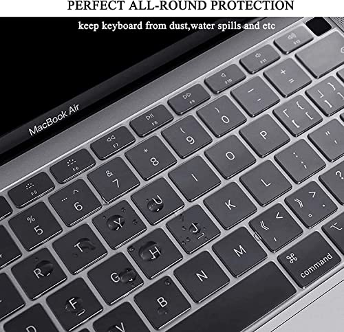 EooCoo for MacBook Air 13.3 inch Case with Keyboard and Screen Protector | Ultra Thin and Transparent, Hard Case Compatible with MacBook Air 13.3 inch M1 Chip 2021-2018 with Retina Display - color: Matte Black