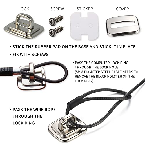 Adhesive Security Plate with Slot for Cables to Lock Down Laptops, Tablets, Monitors and Other Devices （2pcs Unincluded line - color: Computer lock C