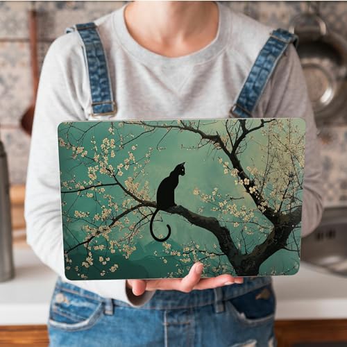Universal Laptop Skin Sticker with 2 Wrist Pad Skins, Waterproof Scratch Resistant Vinyl Laptop Cover Decal, Cut to Fit for 11–15.6 Inch MacBook HP Dell Lenovo, Black Cat Plum Blossom - color: Black Cat Plum Blossom