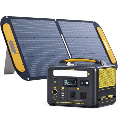 VTOMAN Jump 600X Portable Power Station with 110W Solar Panel, 600W/299Wh LiFePO4 Battery Solar Generator, 1200W AC Outlet, PD 60W USB-C, 3x Regulated 12V/10A DC for RV, Outdoor Camping, Home Backup - style: Jump 600X+110W