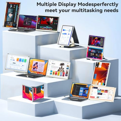 Laptop Screen Extender,15.6" Portable Monitor, FHD 1080P Ultra-Slim Travel Monitor with Speakers, Triple Display Extension, Compatible with 13-17.3" Laptops