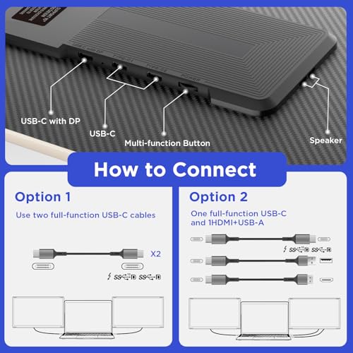 Maxfree S6 Laptop Screen Extender, 15.6'' 1080P Monitor Extender, 11 Display Modes, Plug & Play, Detachable Screen Triple Monitor for Laptop 13"-17.3", Compatible with Mac/Windows/Android/Switch, Gold - style: S6