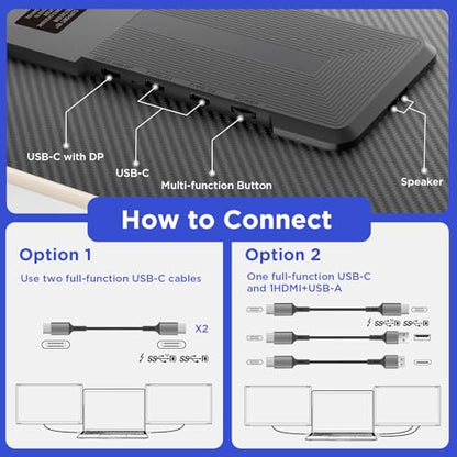 Maxfree S6 Laptop Screen Extender, 15.6'' 1080P Monitor Extender, 11 Display Modes, Plug & Play, Detachable Screen Triple Monitor for Laptop 13"-17.3", Compatible with Mac/Windows/Android/Switch, Gold - style: S6