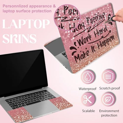 SUPERDANT Laptop Skin Sticker Stay Positive Laptop Decals 3PCS Personalized Universal Notebook Computer Wrap Vinyl Skin Stickers Cover Art Decal Removable 12-15.6 Inch Waterproof Gifts Pink - color: Pink
