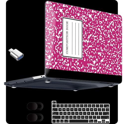 MEEgoodo for M2 MacBook Pro 13 inch Case 2022 2021 2020,Crystal Cover Fit Model A2338 M2/M1 A2251 A2289,Clear Case for 13.3-inch Laptop,Hard Shell for MacBook Pro M2, Rose Red Composition Book - color: Rose Red Composition Book